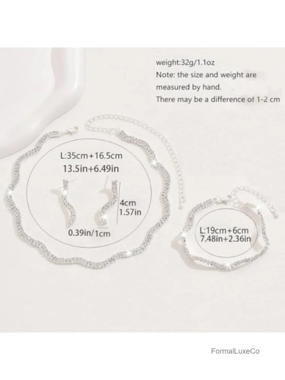 Rhinestone Bridal Wedding Jewelry Set Choker Necklace Earrings Bracelet